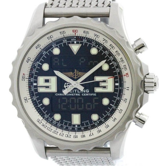 Polished BREITLING Chronospace Stainless Steel Quartz Mens Watch A78365 BF576142 - Picture 1 of 8